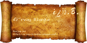 Árvay Bianka névjegykártya