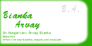 bianka arvay business card
