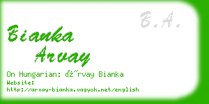 bianka arvay business card